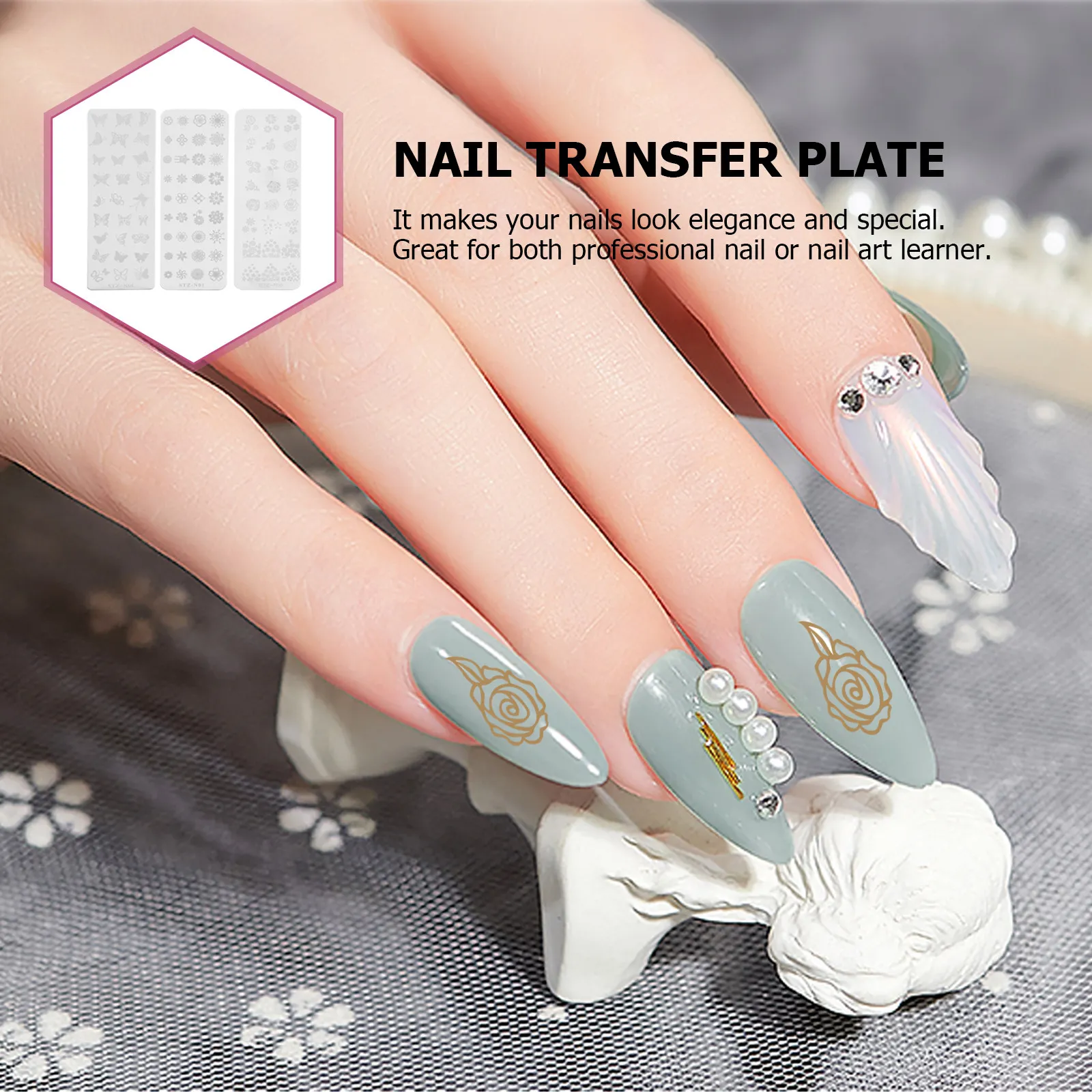 5pcs Nail Art Stamping Plate Diy Florals Nail Art Stencils Templates Kits Manicure Plates Accessories