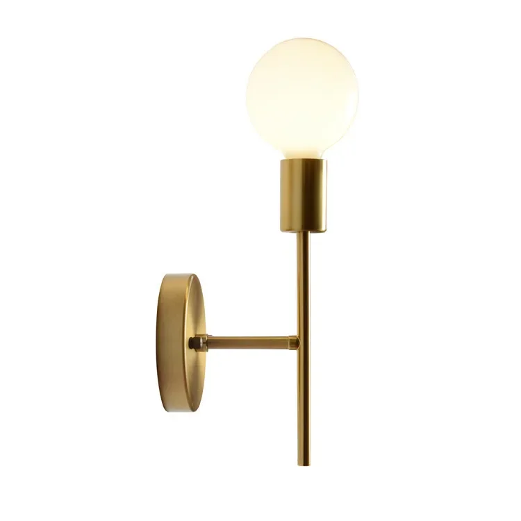 Retro Lighting for Living Room Single Head of Modern Simple Study Bed Aisle Stair Wall Lamp American Iron Wall Lamp Gold E27