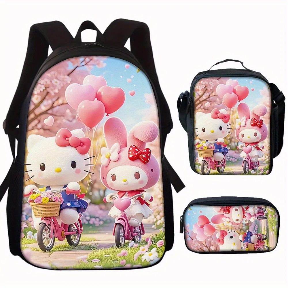 

Digital Print Cute KT Cat Backpack Polyester Lightweight School Bag for Students Travel Girl Hello Kitty Anime Cartoon