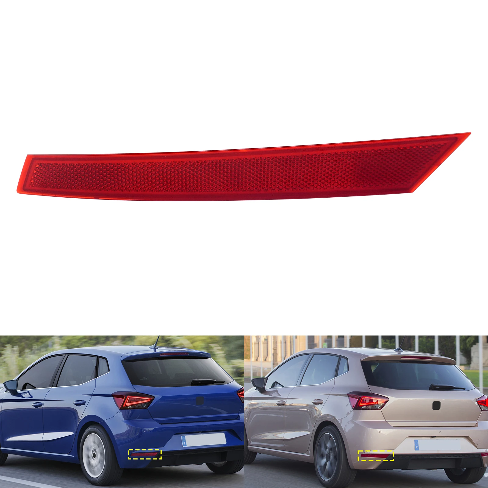 

For 17-21 Seat Ibiza KJ1 Red Rear Bumper Reflector Light Lens Assembly Left Hand
