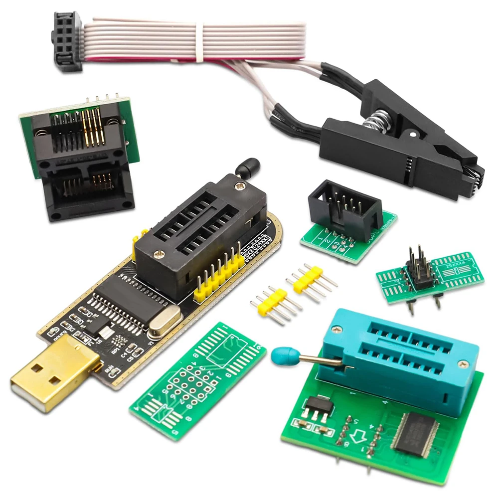 For EEPROM For BIOS For USB Programmer Flash BIOS For CH341A For SOIC8 Clip+ 1.8 V Adapter + SOP8 Clip With Cable