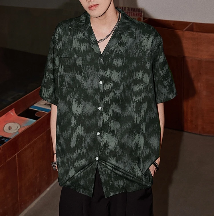 

Летняя тонкая футболка с цветочным принтом для мужчин, свободного кроя, повседневная, в стиле хип-хоп, американский и гонконгский стиль, модная