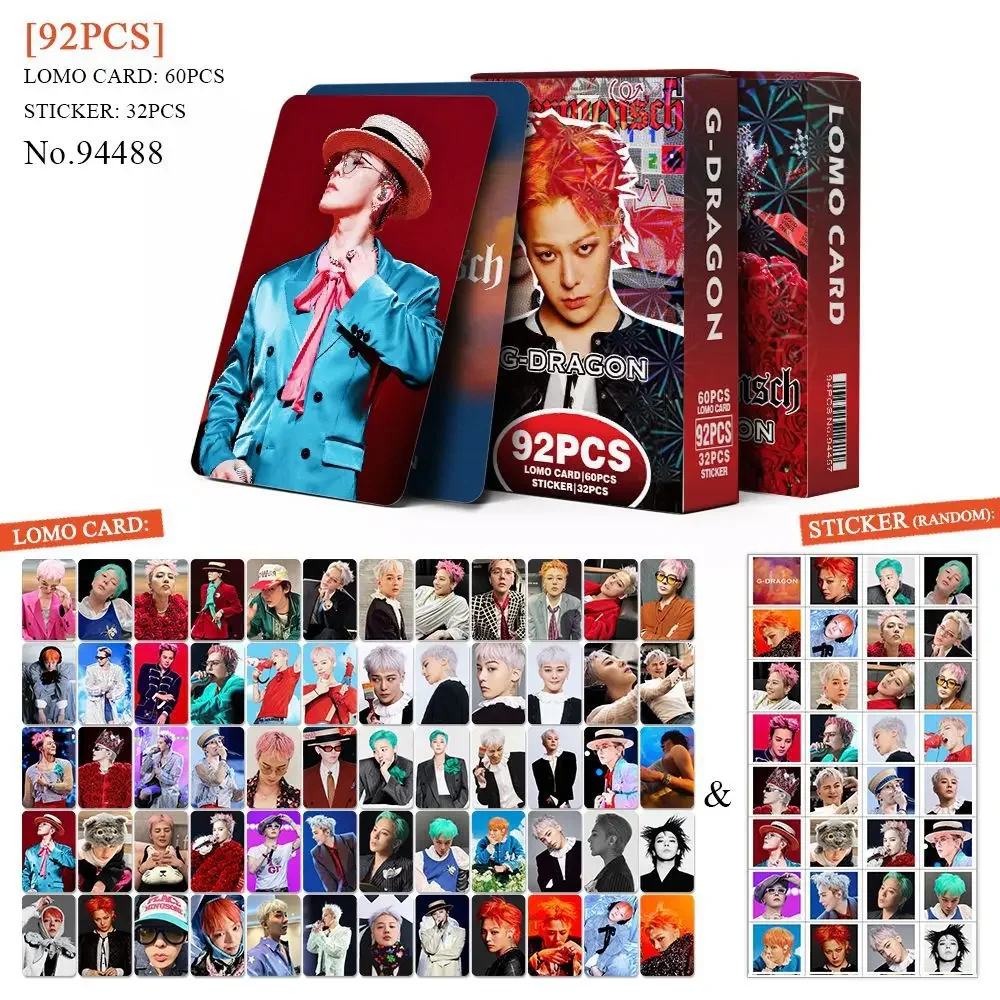 92 قطعة ألبوم Kpop Idol G-DRAGON الجديد Overmensch HD Photocard TAEYANG DAESUNG TOP SEUNGRI Lomo بطاقات ملصق VIP المشجعين هدية