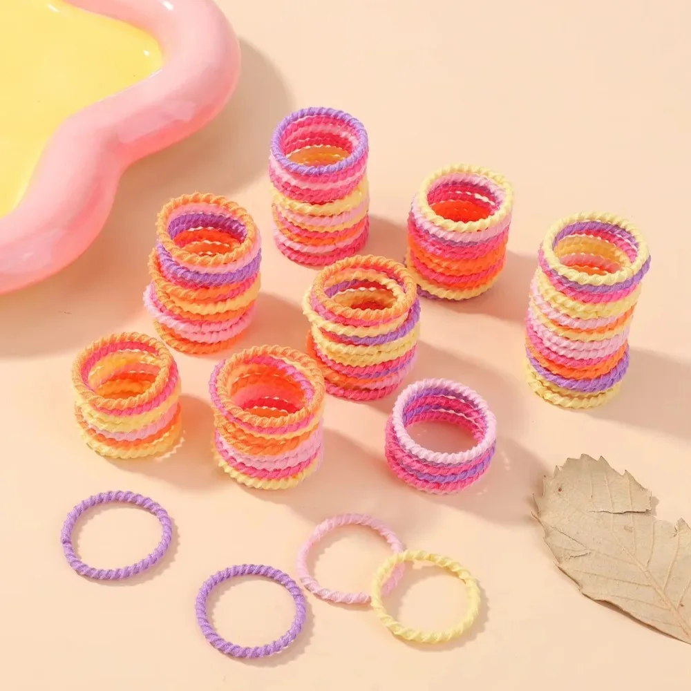 100 Stuks Baby 2Cm Kleurrijke Rubberen Band Doet Geen Pijn Aan Het Haar Kleine Duimring Hoge Elastische Draad Peuter Kids Scrunchies Set