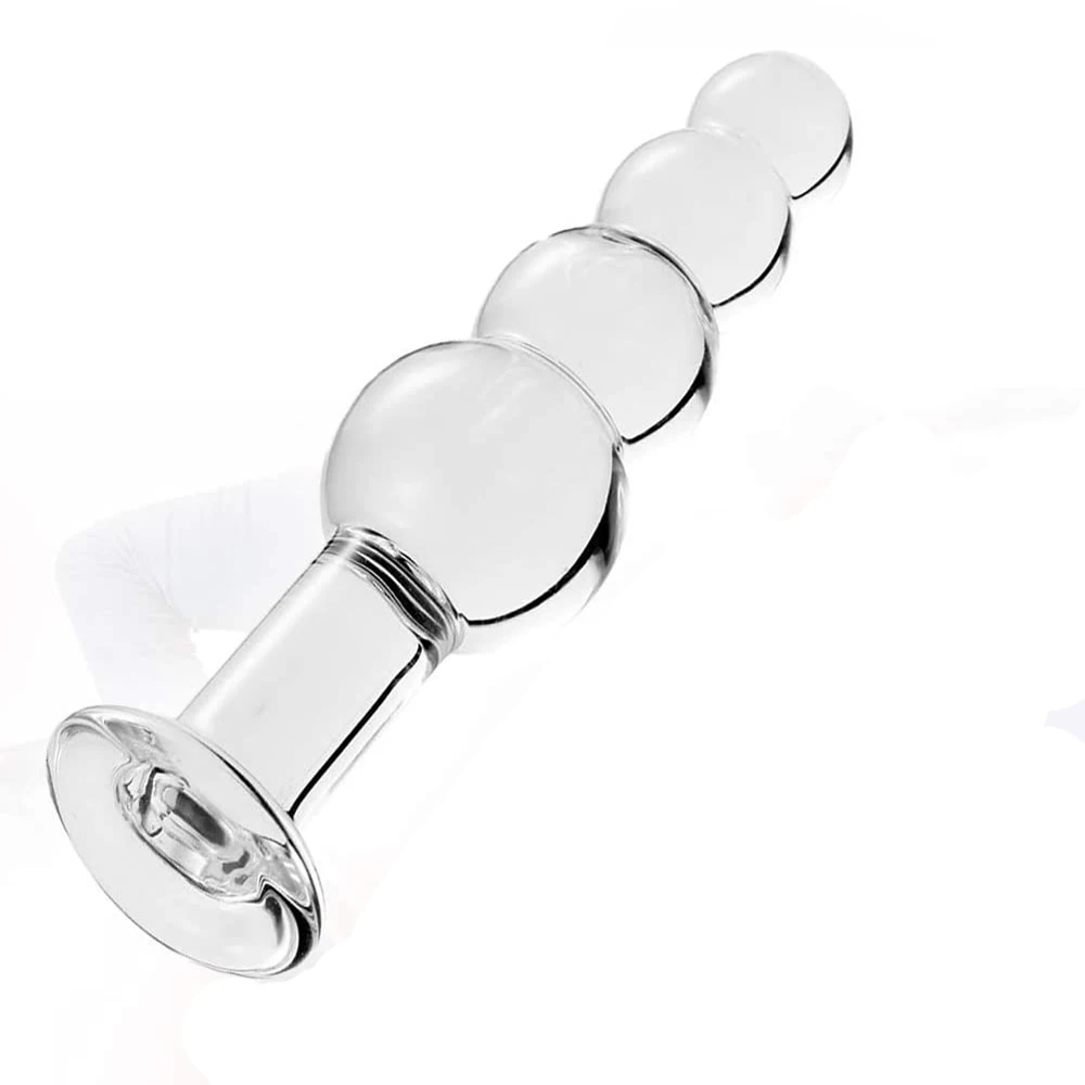 Glass Anal Beads, Crystal Butt Plug Personal Massage with Graduated Beads for Couple Lover Sex Toys Dildo for Anal Plugs