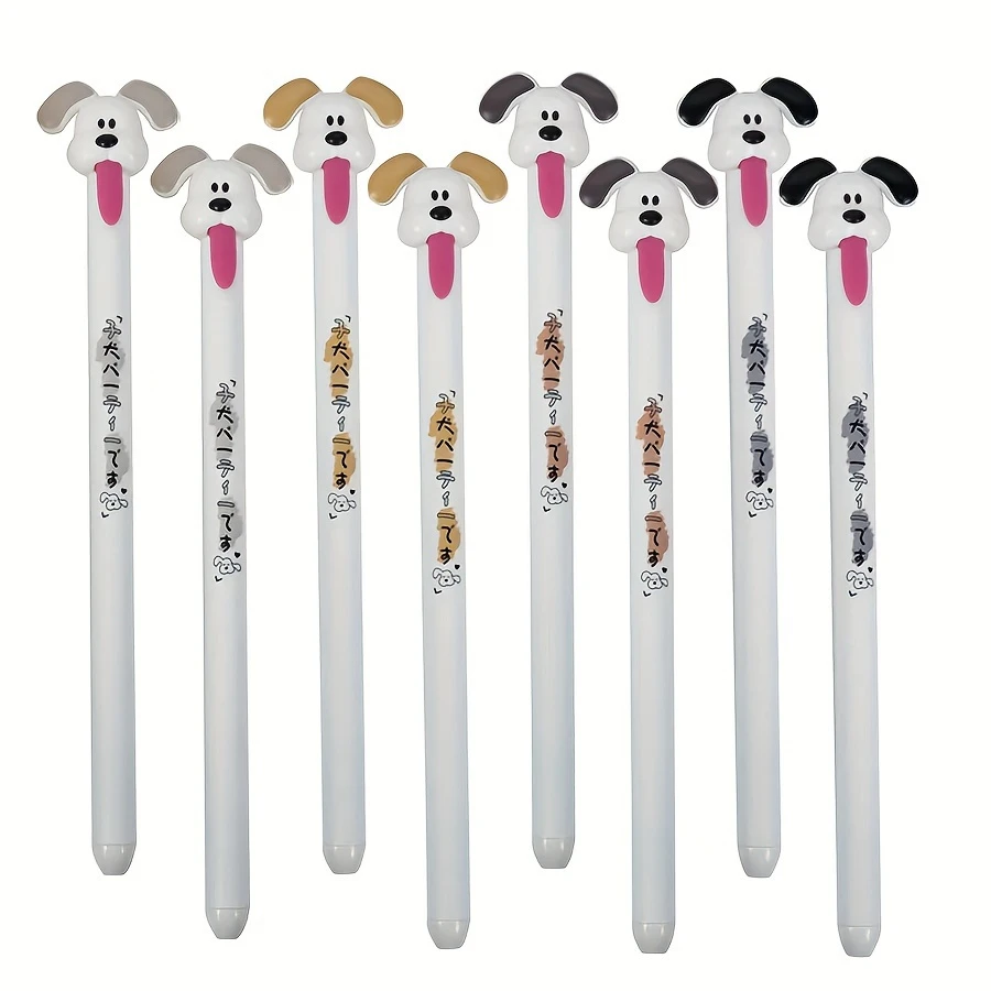 8 Pcs Adorable Cat Dog Tongue-out Pens Release Pressure Pens Cute Cat Dog Gel Pens Novelty Animal Pens Black Ink