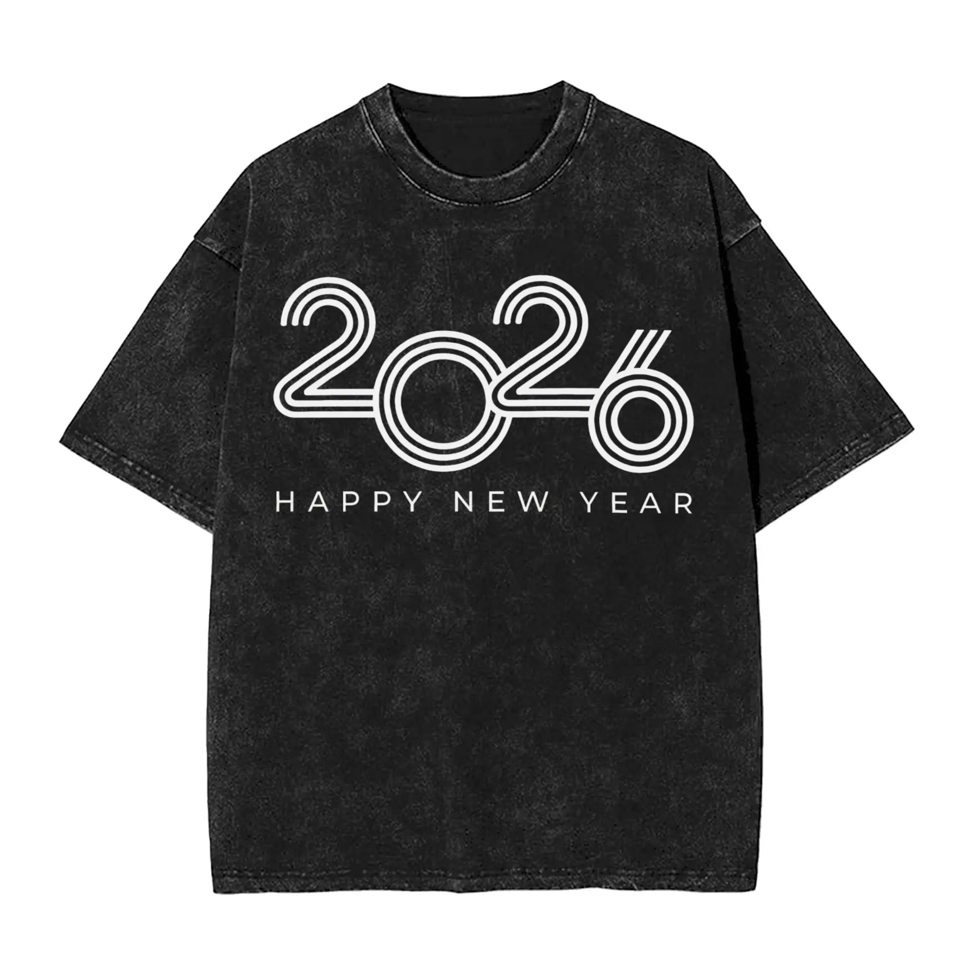 

Happy New Year 2026 T-Shirts for Men Novelty Cotton Tees O Neck Short Sleeve T Shirt Party Clothing