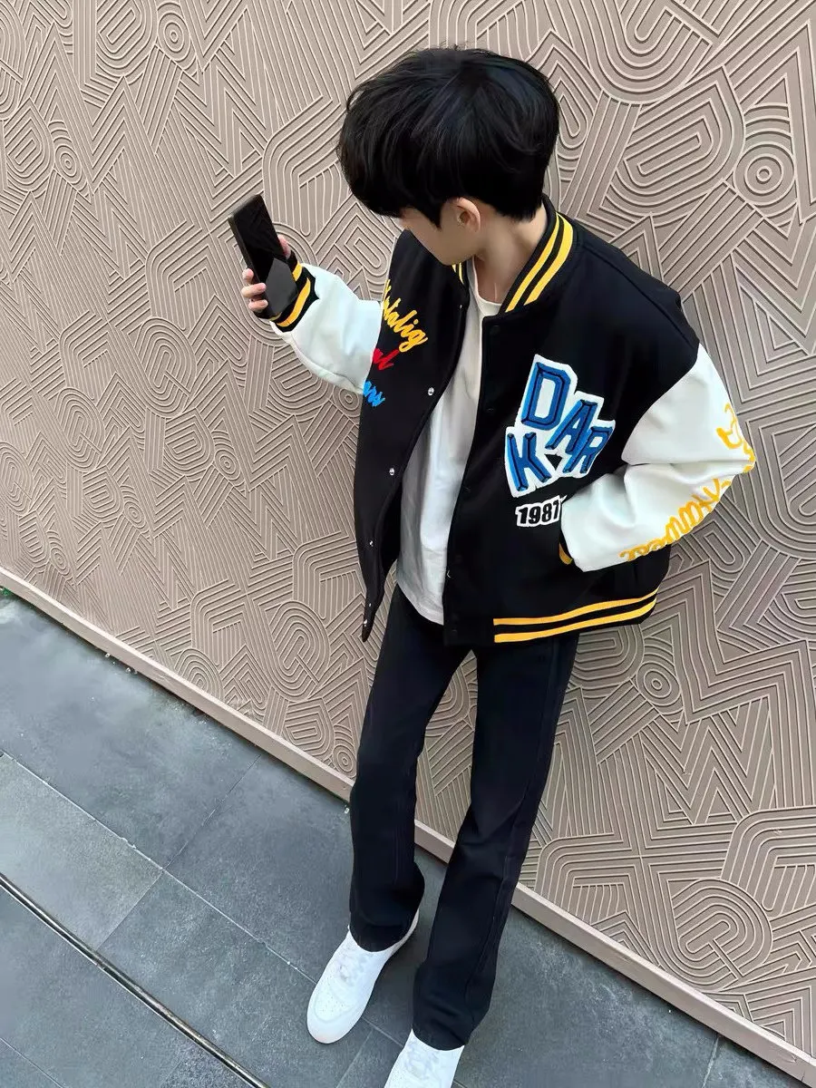 

American Retro Embroidered Letter Baseball Jaet Men's Autumn Winter Loose Couple Trendy Streetwear Thiened Jaet Coat