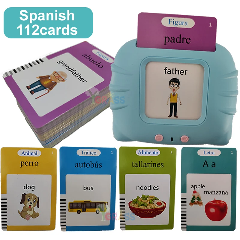 Lernspielzeug für Sprache und Lesekompetenz, sprechende Lernkarten, Kinderspiele, Hörbuch, Geschenk, russisches Alphabet, Spanisch, Französisch