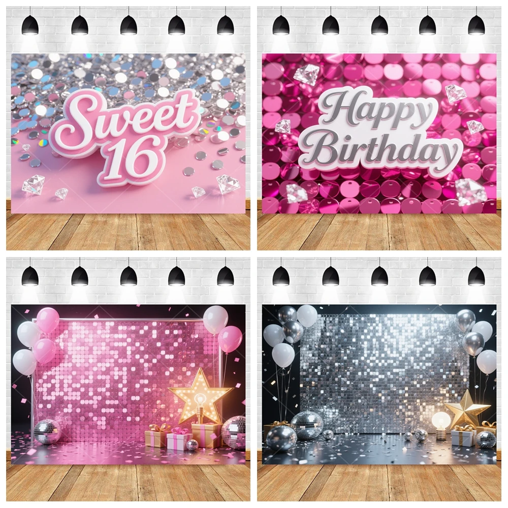 Party Banner Gold - Pink Sequin Wall Birthday Party Backdrop