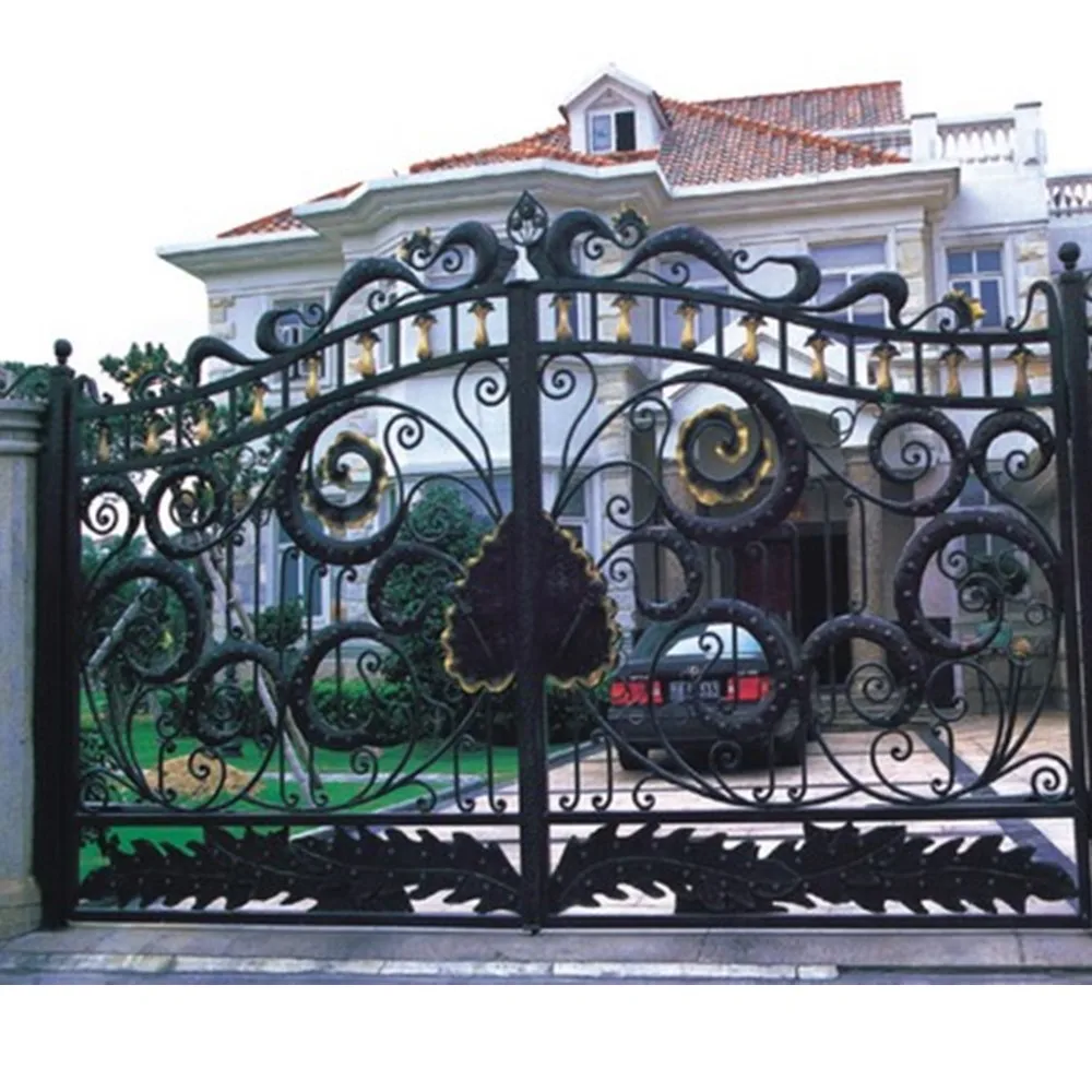 Home Villa Steel Metal 12Ft 14Ft 16Ft Driveway Aluminum Wrought Iron Gates Door Railing Fence Designs Wg15