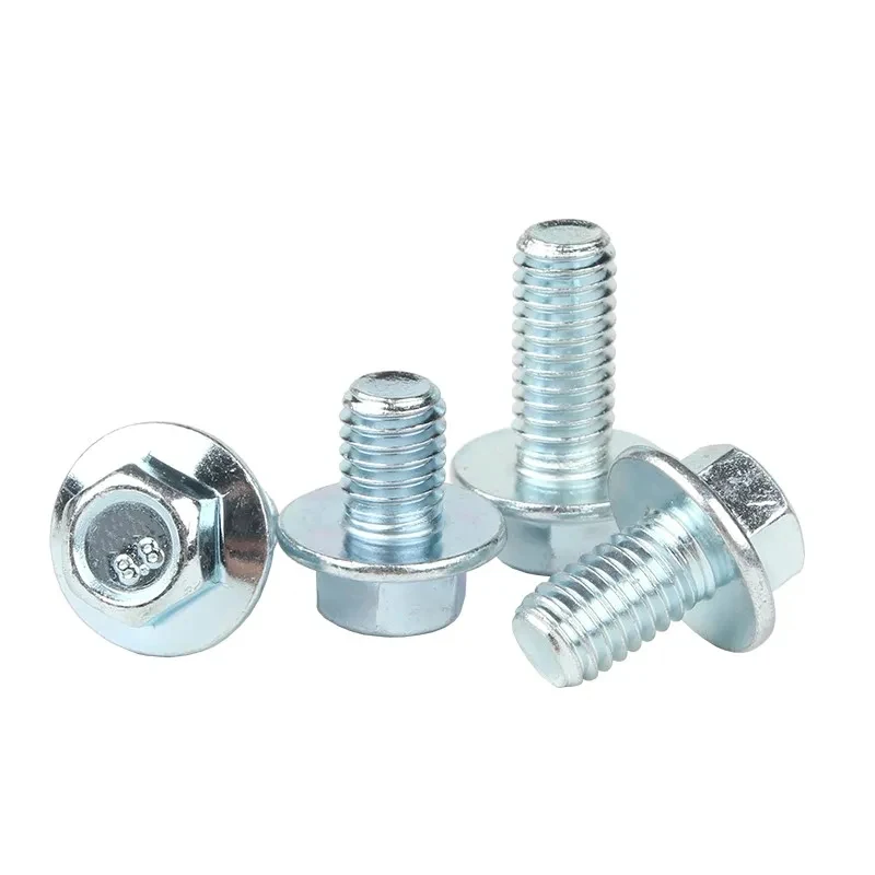 

M6 M8 M10 M12 8.8 Grade Metric Fine Thread Hex Flange Bolts / White Zinc Plated DIN6921 Serrated Flange Screws 1.25 Pitch