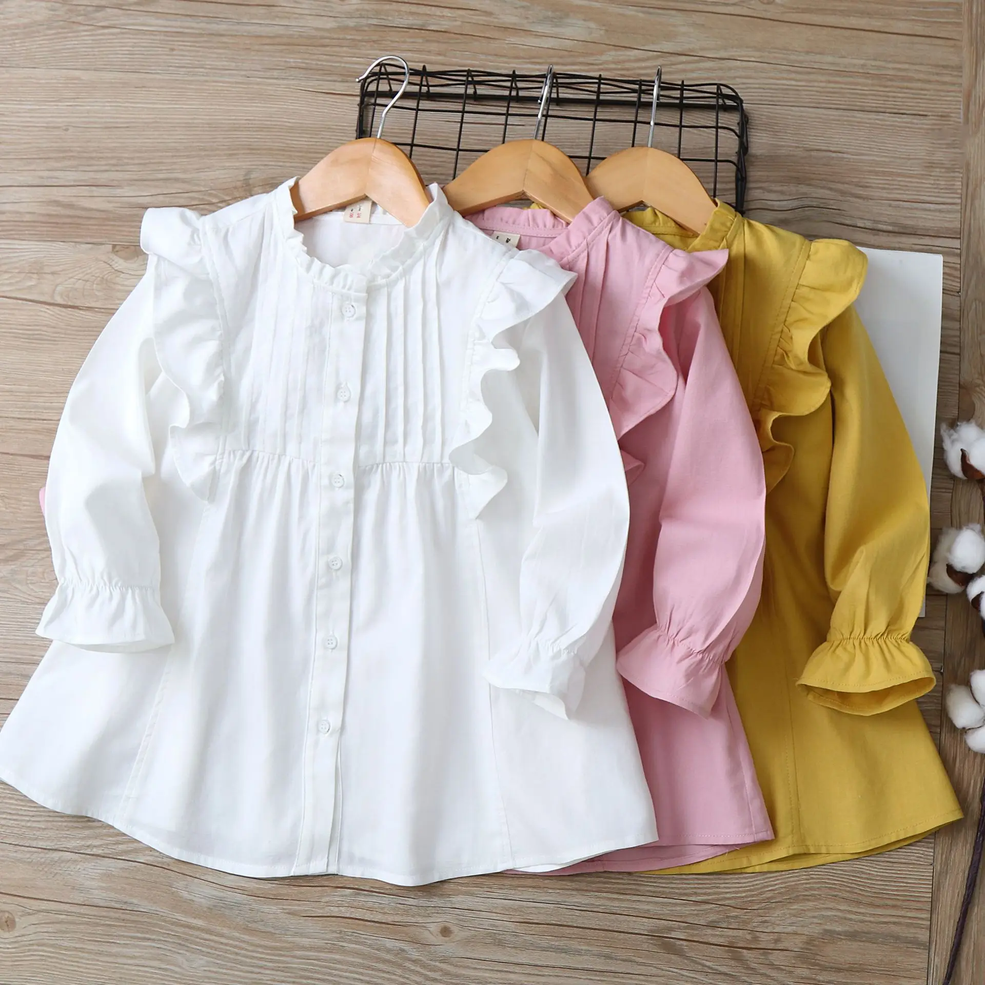 

Lace Stand Collar Girls Long Sleeve Cotton Dress Spring 2024 New Children's Clothes