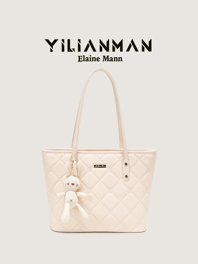 Elegant Commuter Women's Tote Bag Diamond Pattern Large Capacity Handbag Stylish Zinc Alloy Clasp Soft Synthetic Leather