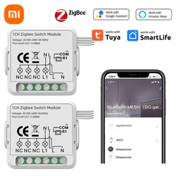 Xiaomi-Módulo de Comutação Tuya ZigBee 3.0, Casa Inteligente, Disjuntor DIY, Suporta Controle 2 Way, Funciona com Alexa, Google Home, 1 Gang, 2 Gang, 3 Gang, 4 Gang