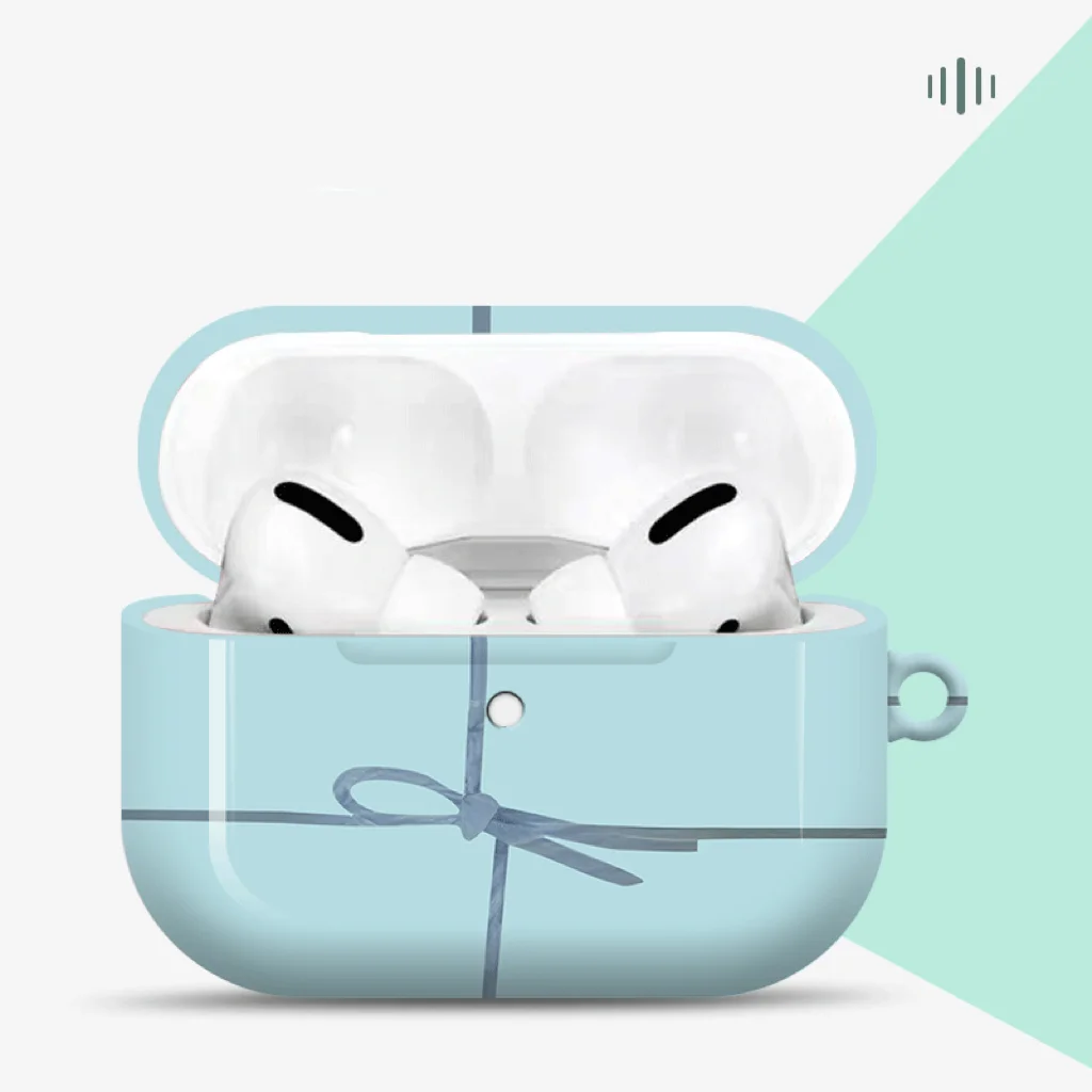 Ins-funda protectora para auriculares con pajarita azul coreana, funda protectora para auriculares para Apple Airpods 2nd Pro 2 3 1 4, caja de carga inalámbrica Bluetooth