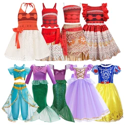 Children Moana Jasmine Mermaid Dress Up Kids Summer Christmas Carnival Luxury Clothing Kids Princess Performance Cosplay Dresses