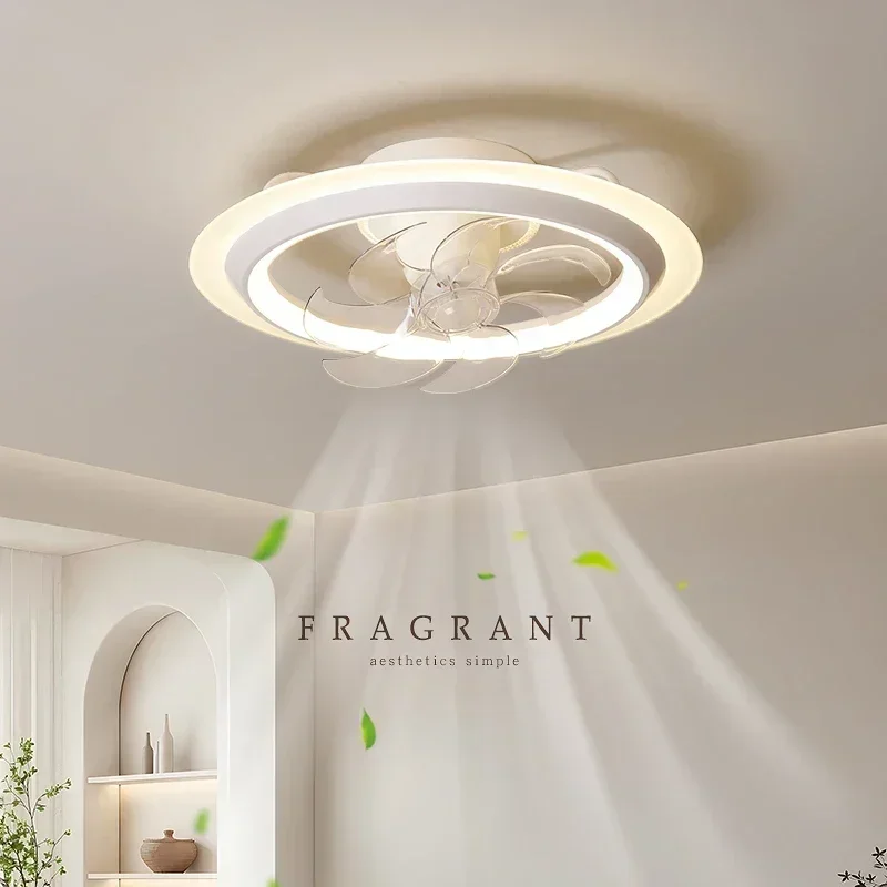 Ceiling Fans Light with Remote Control Nordic Smart Fan Lamps Low Floor Loft Living Dining Room Bedroom Home Decor Light Fixture