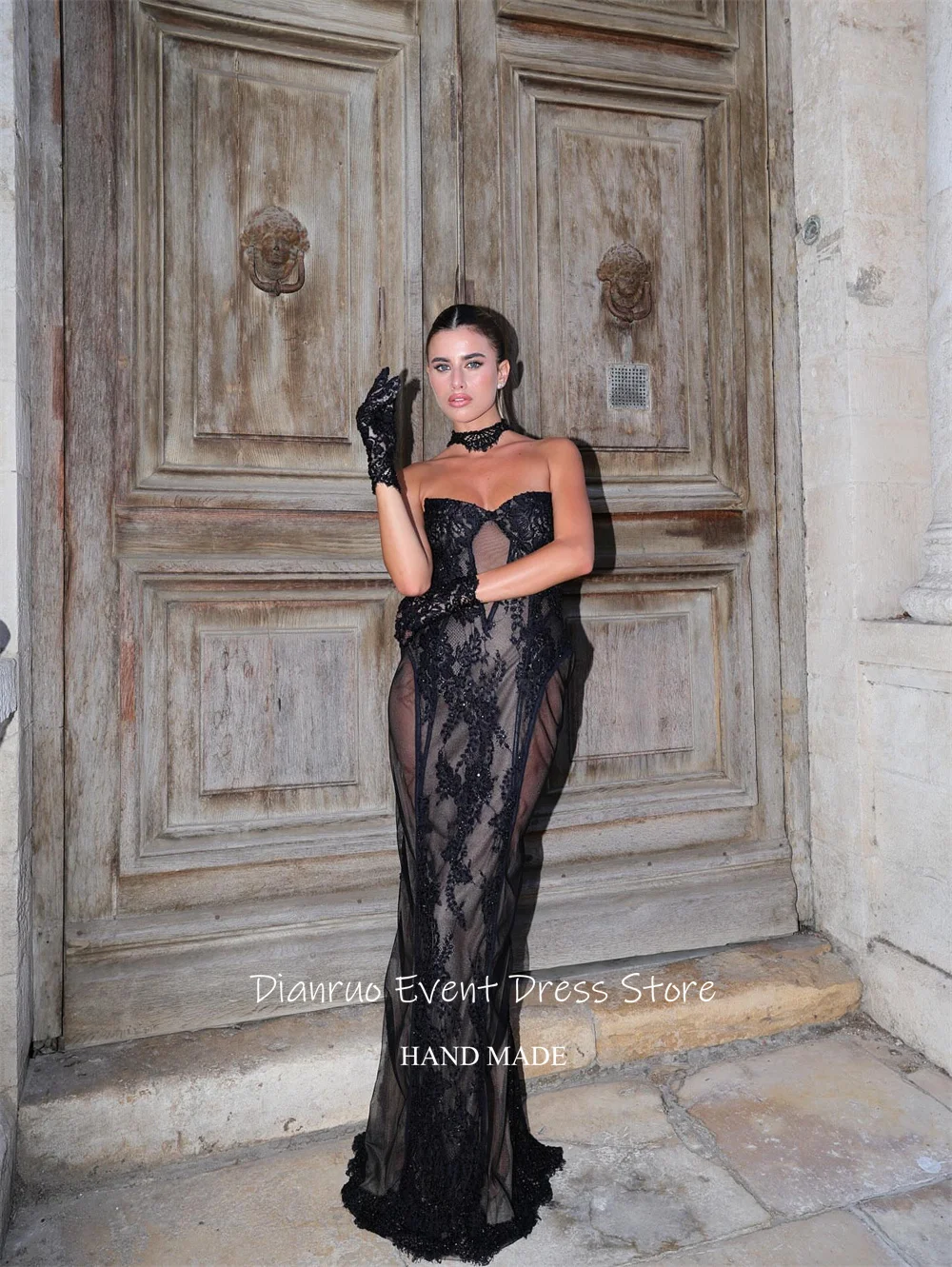 Dianruo Прозрачные вечерние платья русалки с блестящими кружевными аппликациями Vestidos De Novia Sweetheart Сексуальные платья для ong Customized