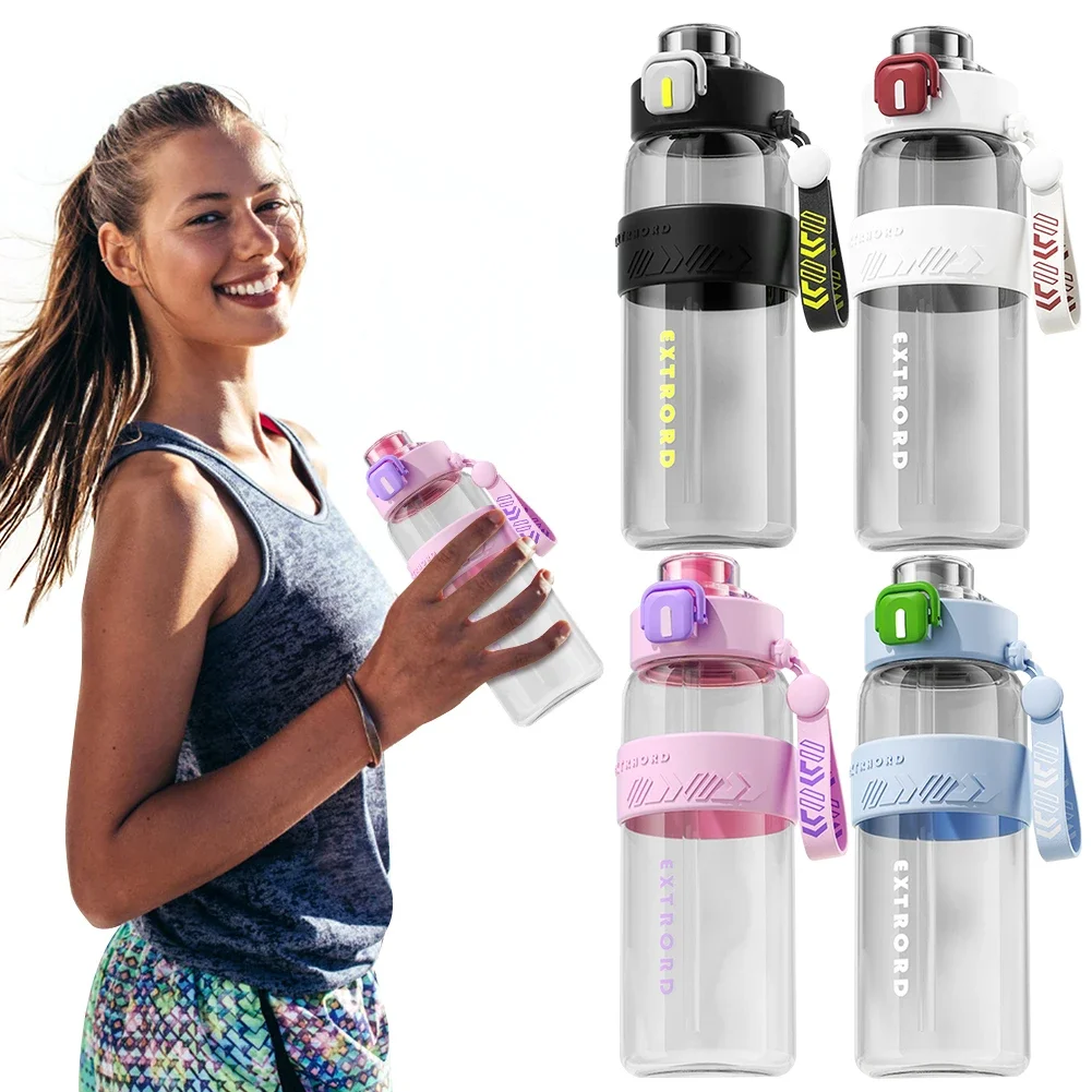 

800ml Straw Sports Water Bottle with Handle Outdoor Drinking Cup Large Capacity Travel Drinking Bottle for Women Men Air pods