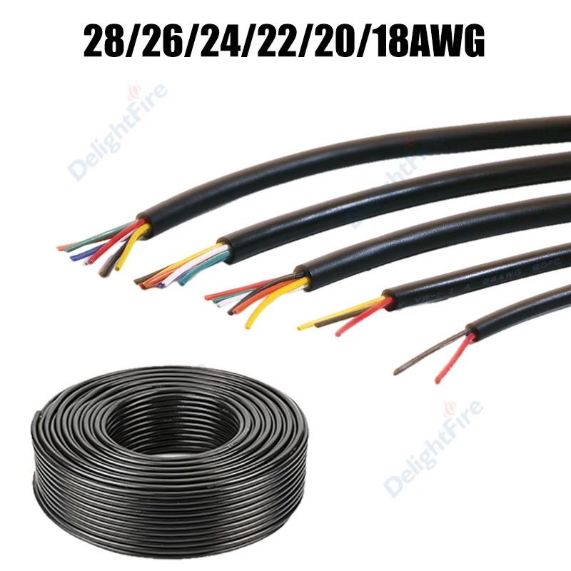 2 3 4 5 6 7 8 Core Sheathed Wire Cable 28/26/24/22/20/18AWG 3/5/10/20m Electronic Audio Wires For Automotive Speakers LED Light