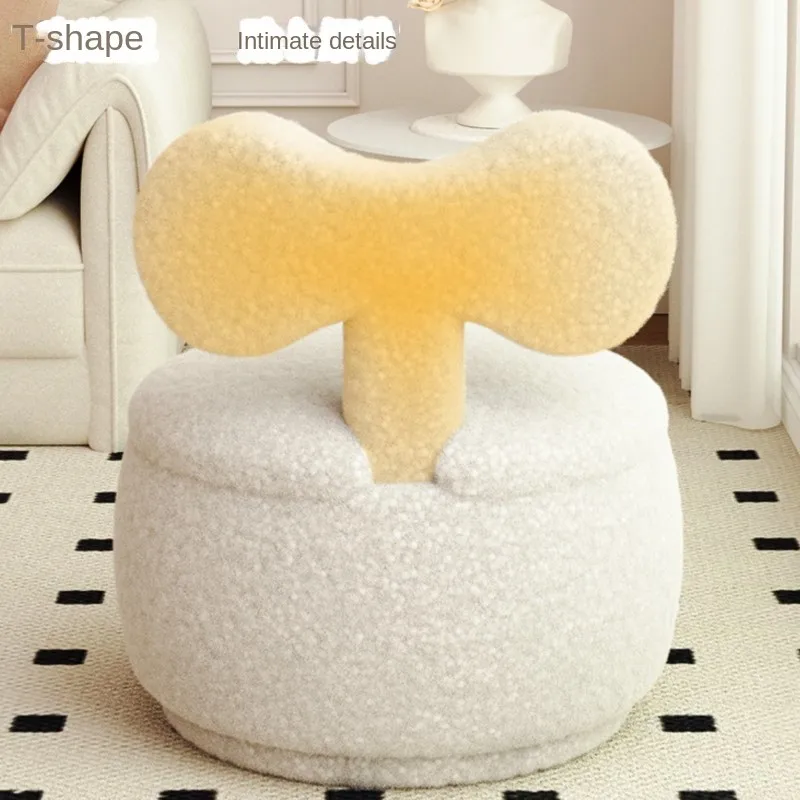 Simple And Casual Style Lamb Wool Fabric Can Be Used As A Small Stool Sofa Backrest Small Chair Or Rotatable Chair Storage Stool