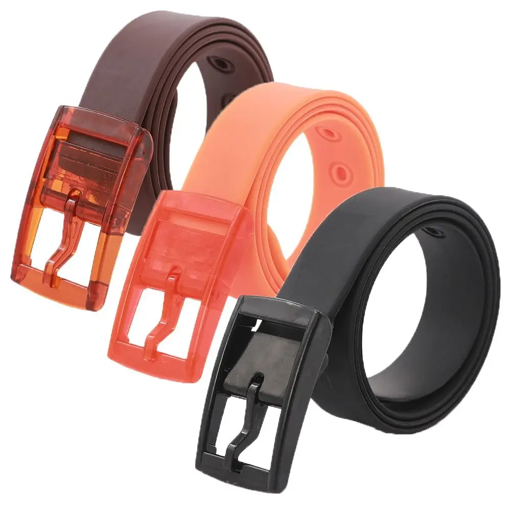 Candy Color Luxury Brand Design Silicone Belt Couple Casual Metal Free Waistbands Waist Band