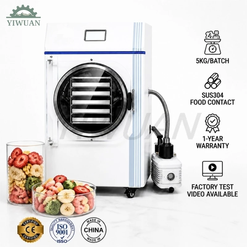 

Compact 5-Tray Automatic Digital Freeze Dryer Machine with SUS304 Chamber for Coffee Fruit Food Processing