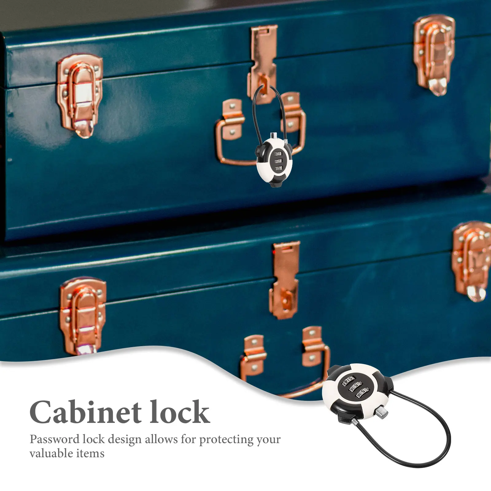 

3- Password Wire Cable Security Lock For Luggage Cabinet Drawer Showcase Zinc Alloy Metal Lock Home Office Travel Use