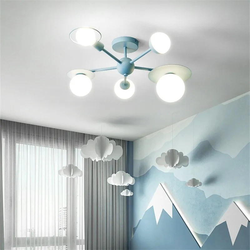 Nordic Chandelier Children Bedroom Glass Lampshade Cartoon LED Child Lamp for Girl Boy Kids Princess Room Kitchen Lighting