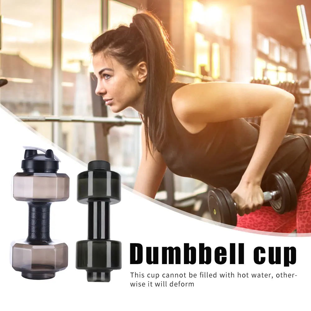 Camping Water Bottle Gym Outdoor Fitness Cycling Sport PET Dumbbell Shape Kettle for Easy Safety Working-out Ornaments