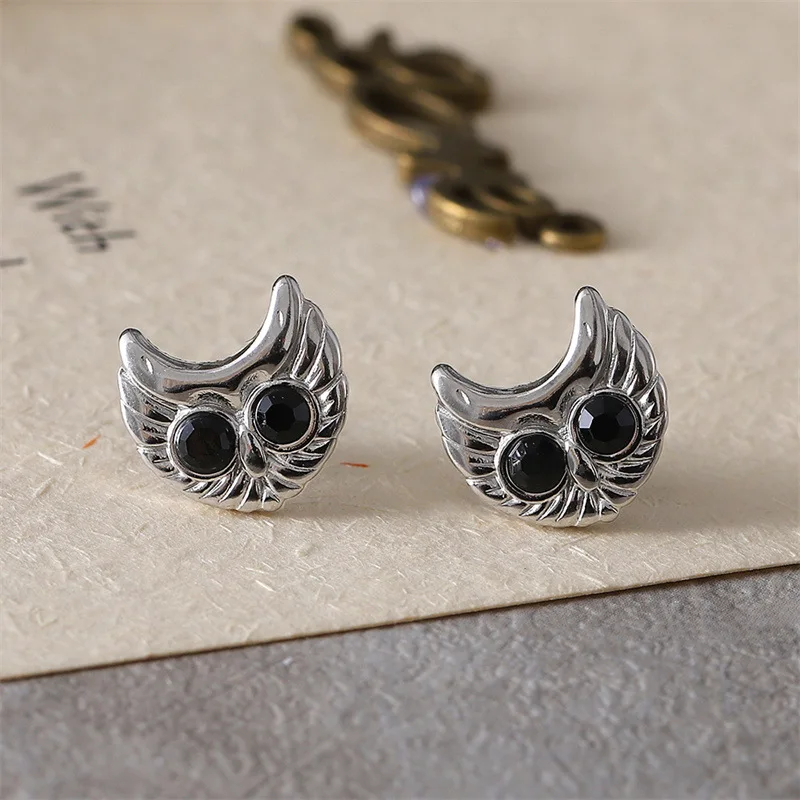 DIY accessories European and American cross-border new fashion owl stud earrings, personalized trend, light luxury, niche versat
