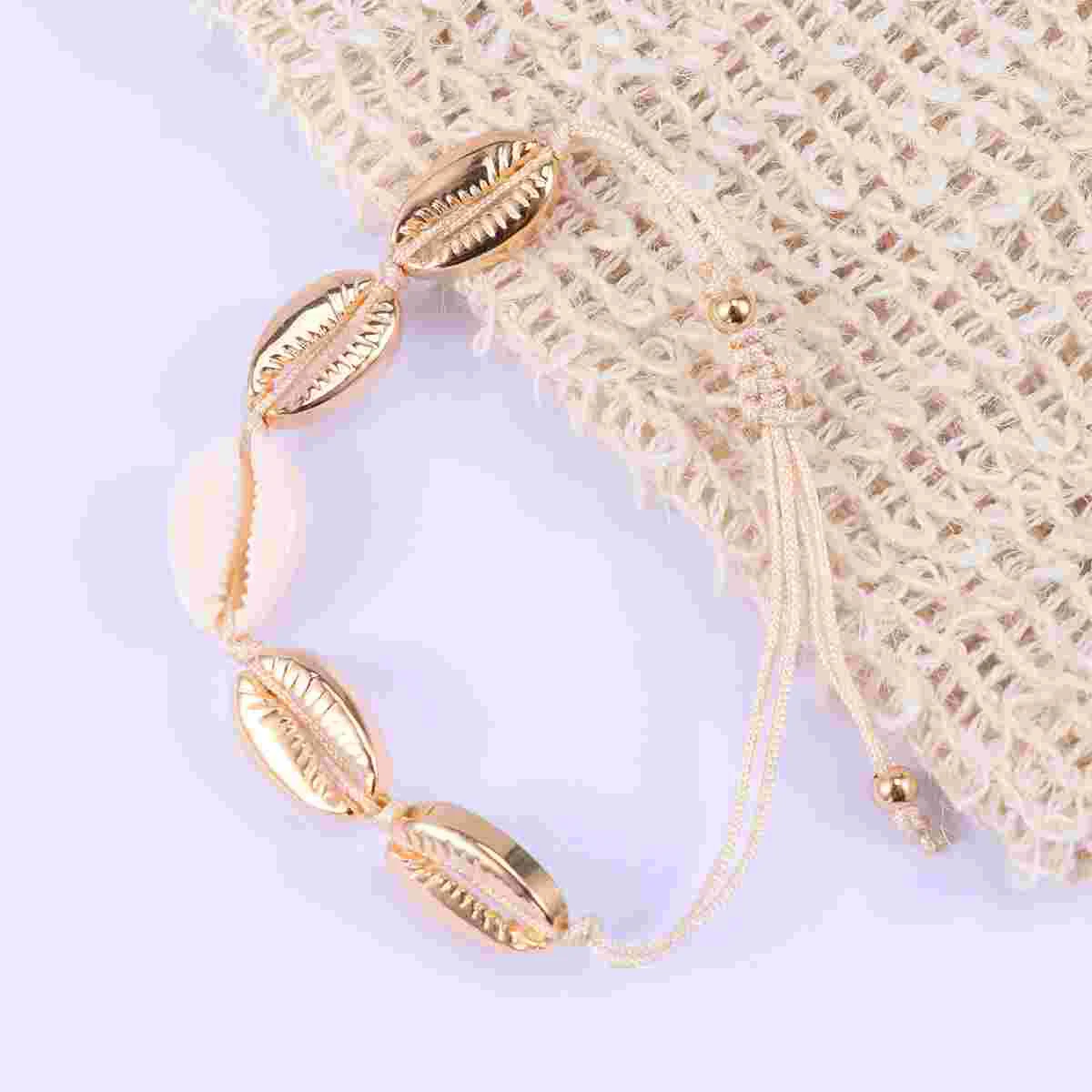 

2 Pcs Shell Chain Necklace Bracelet Chocker Choker Necklaces for Woman Alloy Hand Made