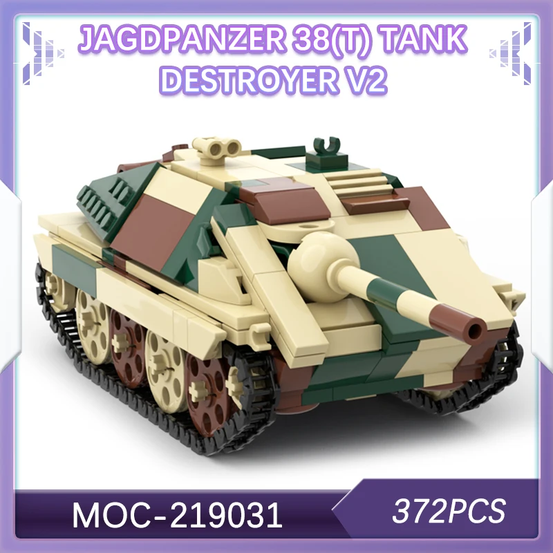 

MOC- 219031 Военный военный Jagdpanzer 38(t) танковый разрушитель V2 кирпичи строительные блоки развивающие игрушки креативные подарки на день рождения 372 шт.