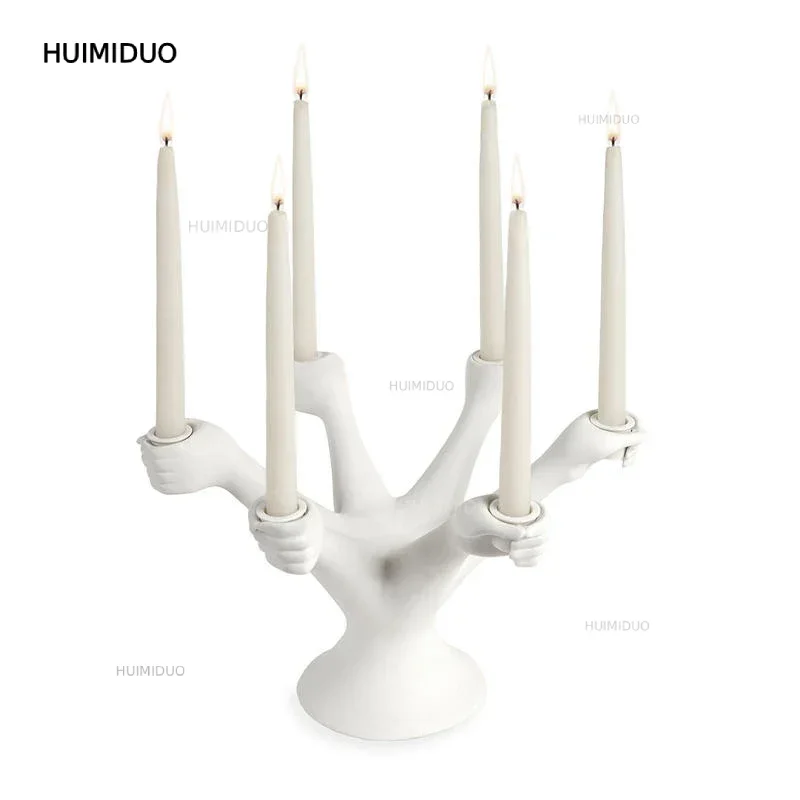 Nordic White Candle Holders Ornaments Ins Table Wedding Centerpieces Candlestick Candlelight Dinner Props Mumluk Birthday Gift