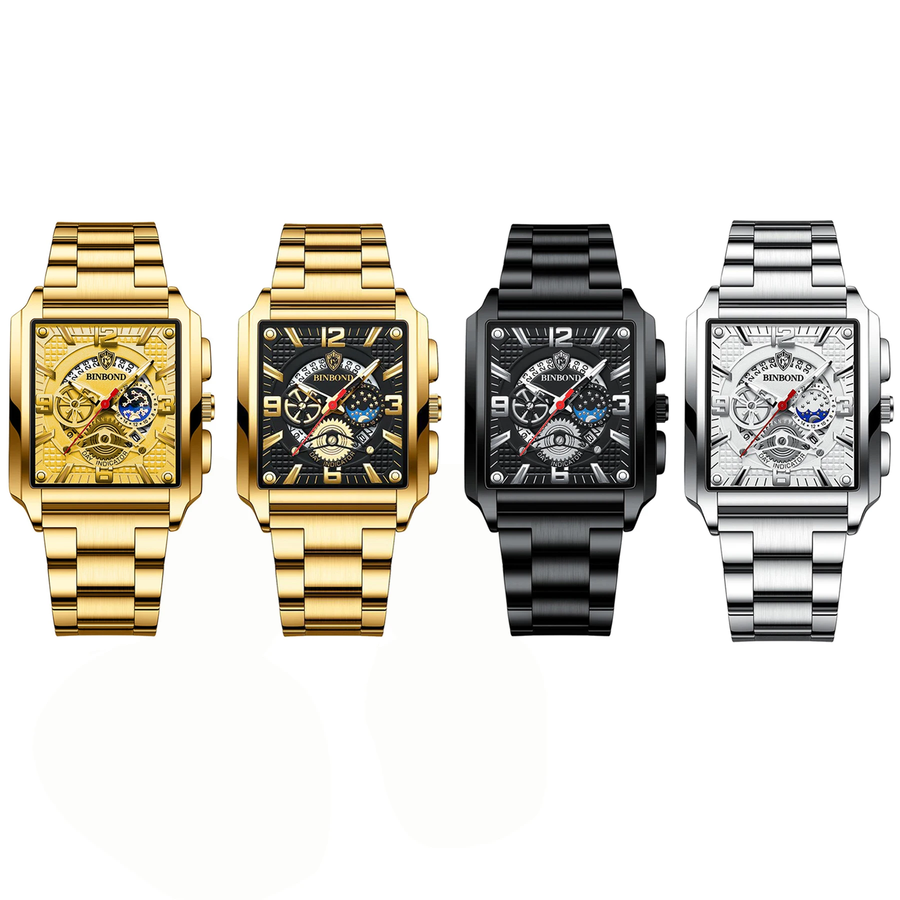 Lancardo-ساعة يد كوارتز رجالية من الفولاذ المقاوم للصدأ ، أسود ، ذهبي ، العلامة التجارية العليا ، الفاخرة ، أيدي مضيئة ، الاتصال الهاتفي التاريخ ، ساعة عمل ، هدية