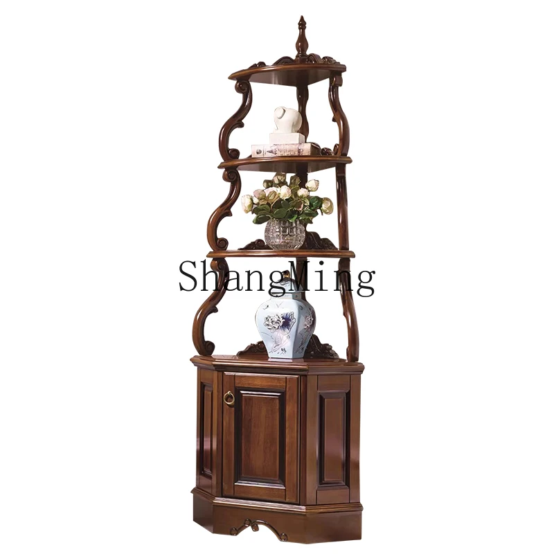 

ZJH all solid wood triangular cabinet wine cabinet living room wall triangular corner cabinet corner locker