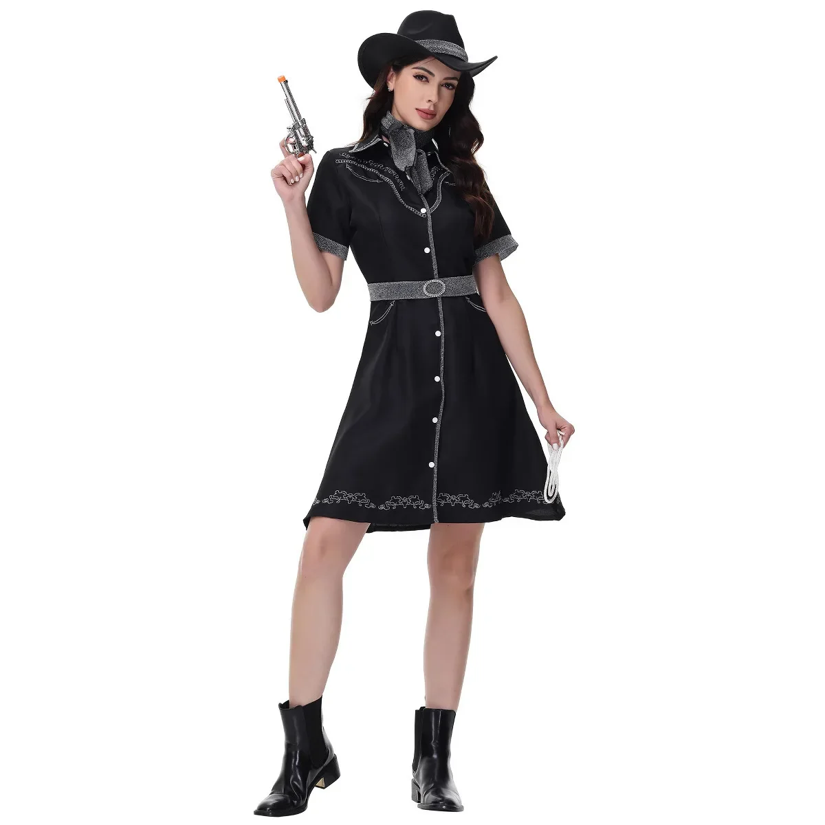 Sexy Singer Disco Western Cowboy Skirt Role Play Cos Police Women's Costume Halloween Clothes Adult Ladies Modern Dance Costume