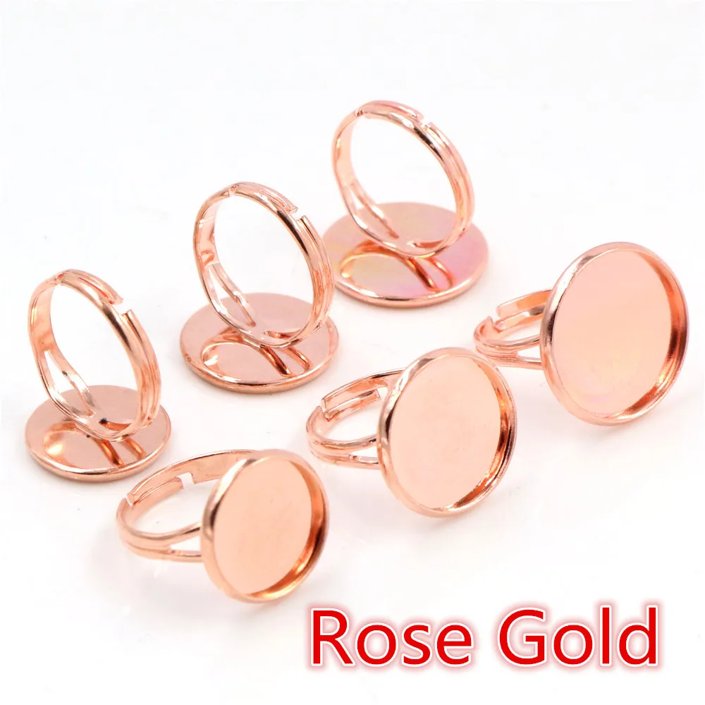 14mm-16mm-18mm 10pcs Rhodium Gold Silver Plated 8 Colors Brass Adjustable Ring Settings Blank,Fit 14-18mm Glass Cabochons Bezels