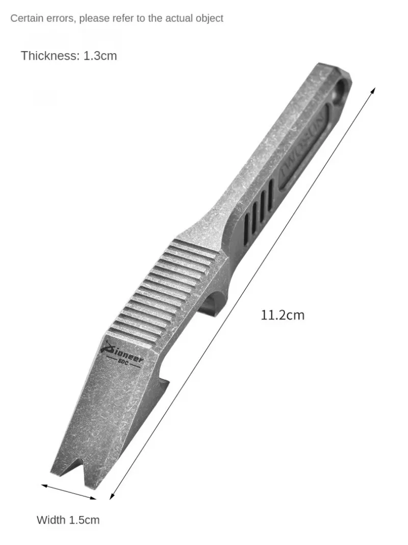 Custom CNC Machined Titanium Alloy Pry Bar Bottle Opener Multi‑Functional Outdoor Camping Hiking EDC Pocket Utility Tool