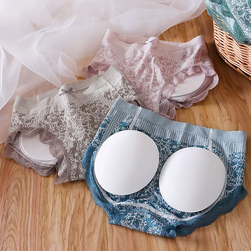 Ladies Padded Panty Butt Lifting Cotton Pad Push Up Butt Shaping Underwear Sexy Plump Bottoms Home Comfort Lace Underwear