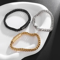 Men's Stainless Steel Keel Chain Magnetic Buckle Bracelet Fashion Jewelry High Quality Titanium Steel Bracelet Male Trend Gift
