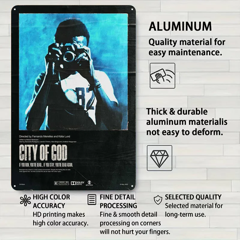 مدينة الله علامات معدنية الفيلم الملصقات ديكورات المنزل مخصص خمر تين تسجيل ل جدار الفن الديكور غرفة ديكور العناصر المعيشة