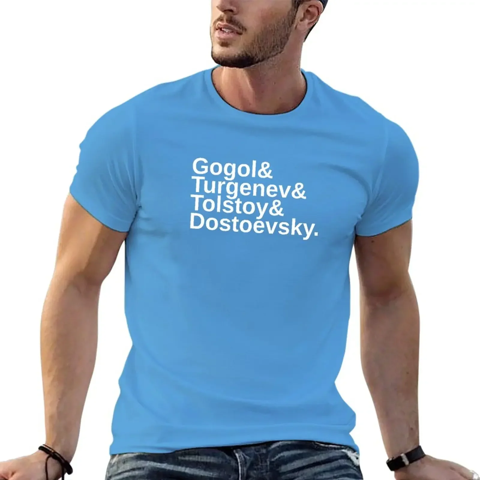 graphics tops tshirts for men Russian Literature List : Gogol & Turgenev & Tolstoy & Dostoevsky T-Shirt  men clothing 2024