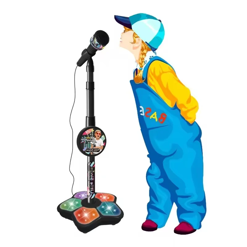 New Kids Stand Microphone Simulation Standing Karaoke Flashing light Baby Toys Educational Instruments Musical Bebes Toy girl