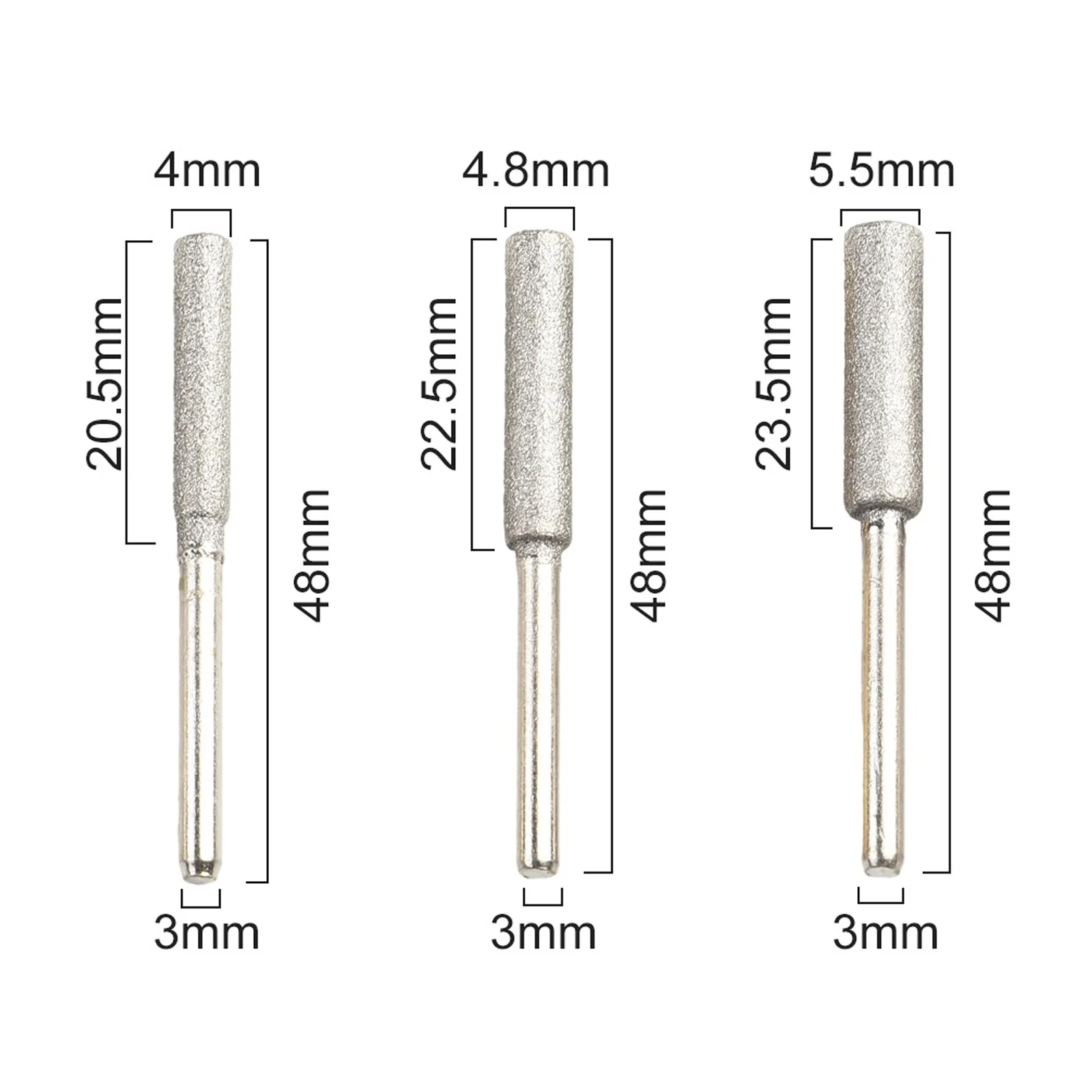 6Pack Coated Cylindrical Burr Chainsaw Sharpener 4mm 4.8mm 5.5mm Burr For Sharpening Polishing Grinding Head