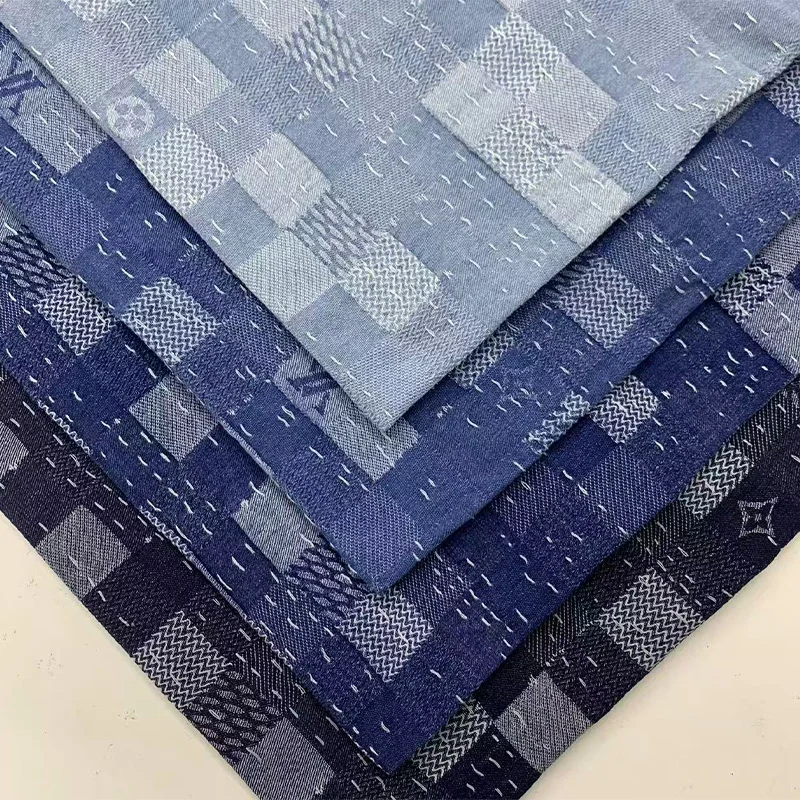 

Denim Fabric Thickened Checkered Jacquard Washed Denim For Sewing Dresses Bags Pants bags hats DIY Denim Fabric