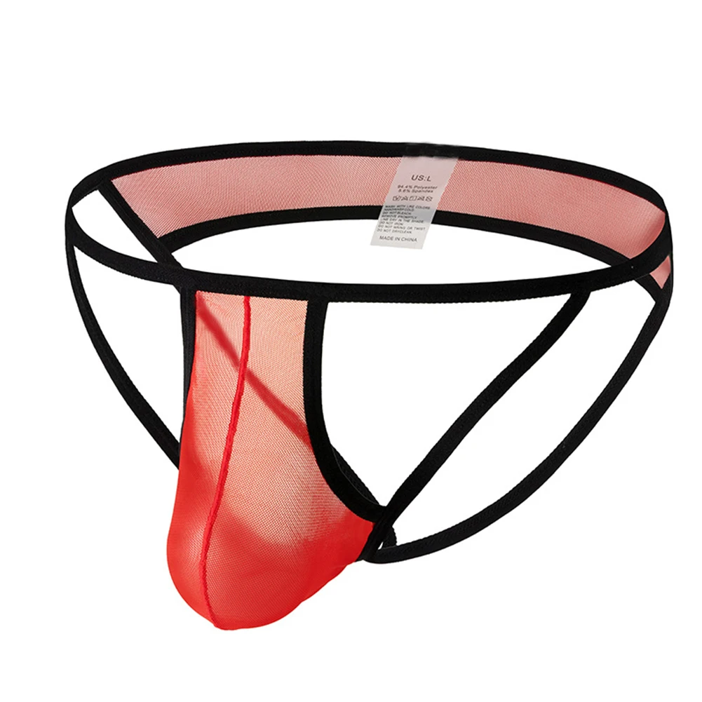Męskie seksowne figi siateczkowa bielizna niskiej talii drążą T-back Sissy U wypukłe majtki z kieszonką bielizna przewiewna bezszwowe kalesony