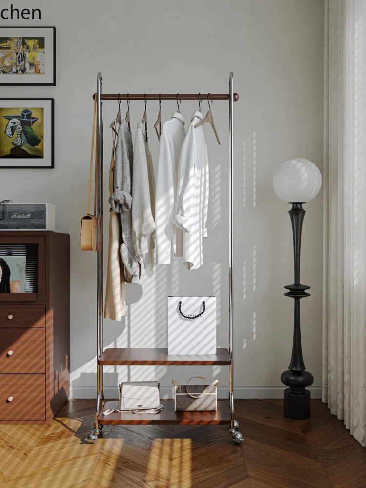 

YXY light luxury high-end sense movable solid wood hanger floor-to-ceiling home retro storage corner coat rack clothing store