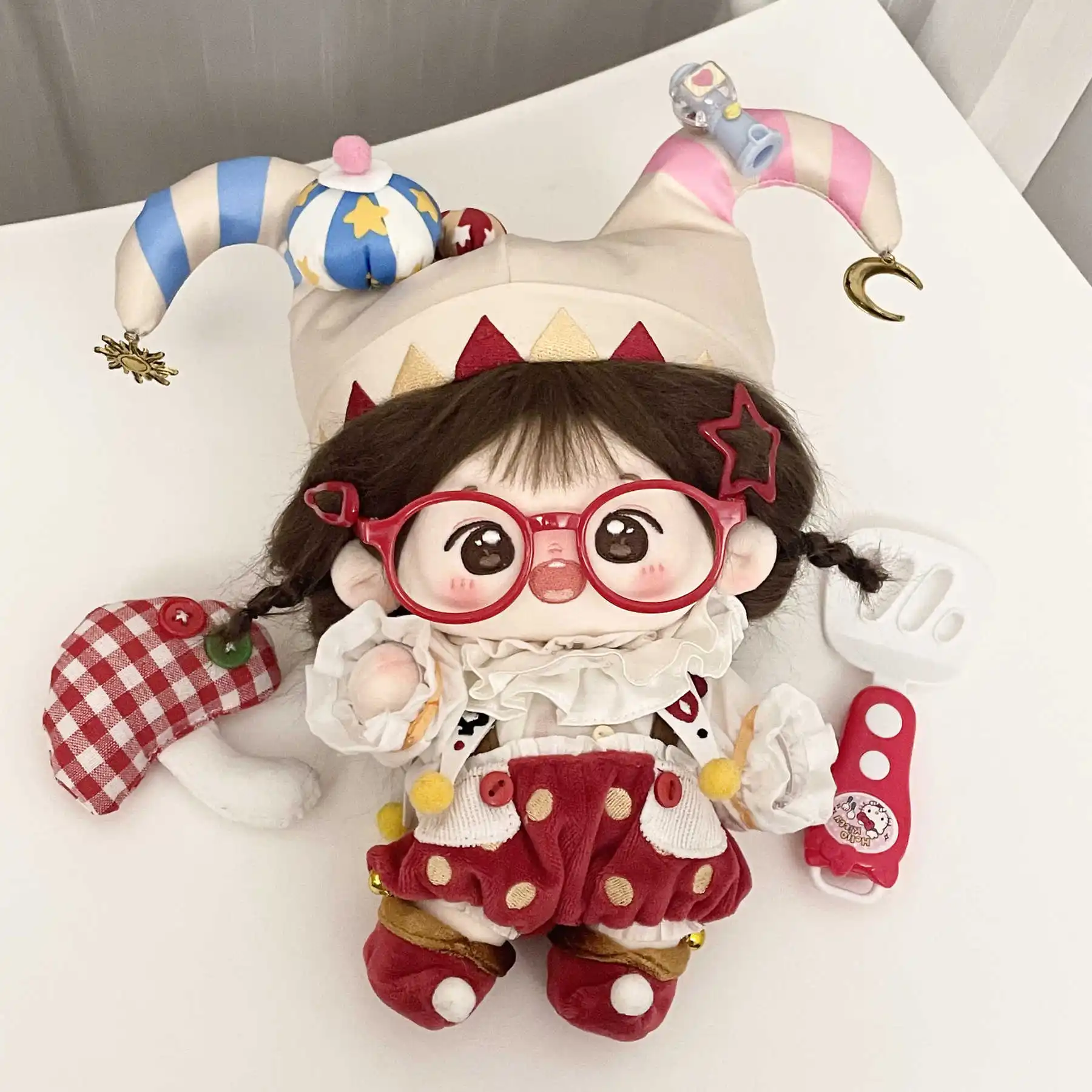 20cm Doll Clothes Clown Adventure Circus Troup Hat Shirt Pants Costume Suit Stuffed Plushies  Doll Accessories Anime Toy Kids